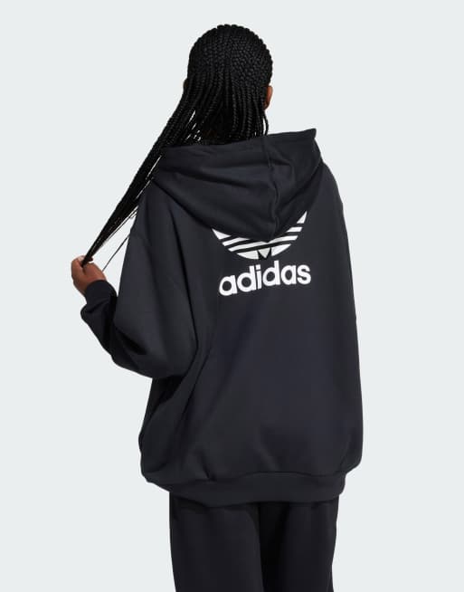 Adidas trefoil 2025 oversize hoodie black