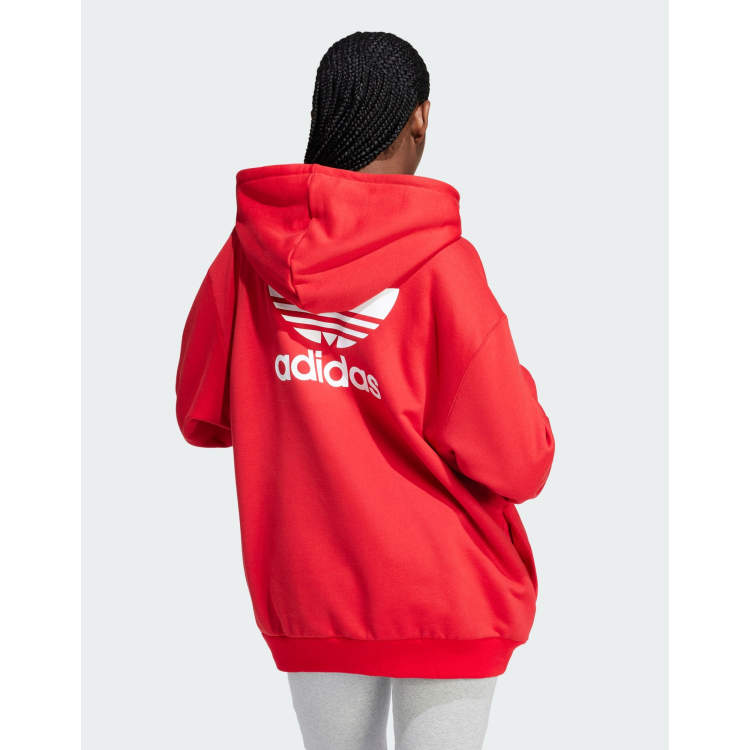 Adidas big trefoil hoodie hot sale red