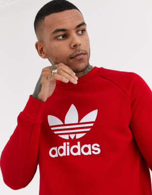 adidas Trefoil sweatshirt in red | ASOS