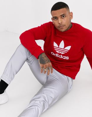 red adidas trefoil sweatshirt