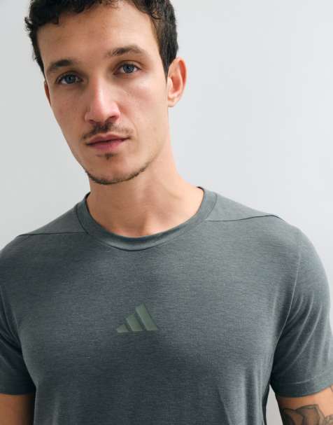 adidas treningowy T-shirt D4T z 3 paskami, granatowy - view 1