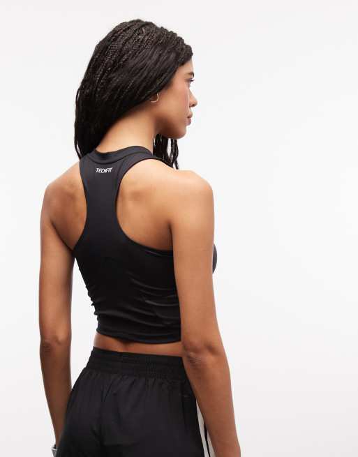 adidas treningowy tank TechFit w czarnym colorblock, 3 z 4