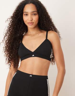 Adidas Originals Triangle Wrap Bralette With Printed Logo Detail In Black