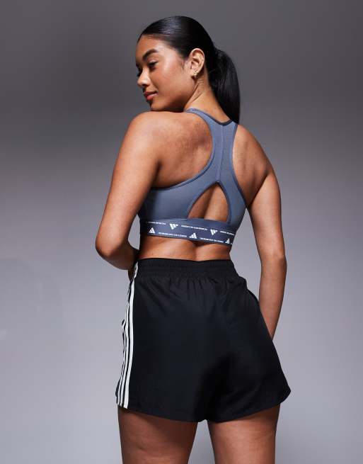 adidas - Træning - Sorte 3-stribede højtaljede shorts, 4 af 5