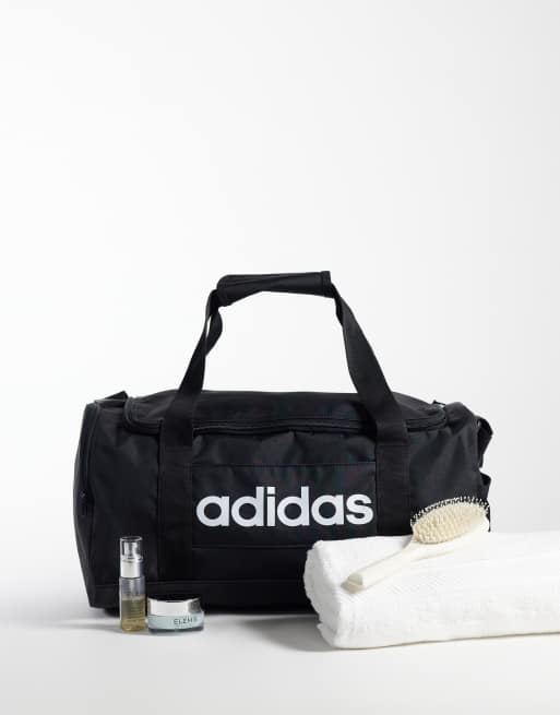 adidas trænings-duffelbag i lille størrelse med lineært logo i sort, 2 af 4