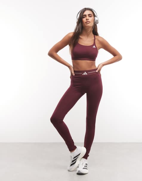 adidas træningsleggings i burgundy - view 1