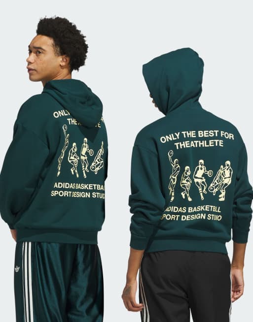 adidas - Turkisgrøn hættetrøje med 