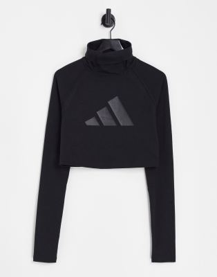 adidas black crop top long sleeve