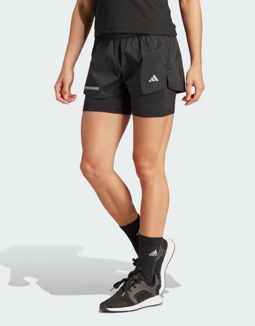 adidas – Ultimate – 2-in-1-Shorts in Schwarz
