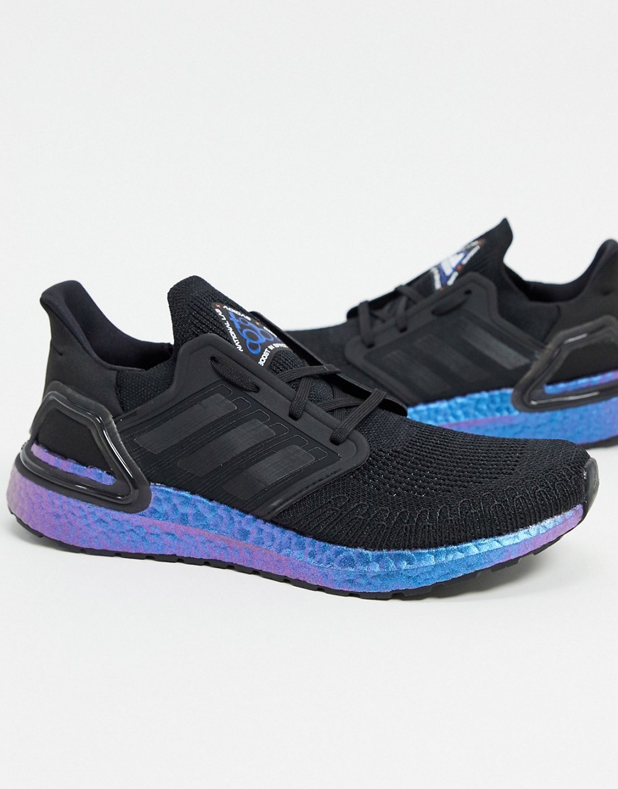 adidas Ultraboost 20 trainers in black & boost blue violet