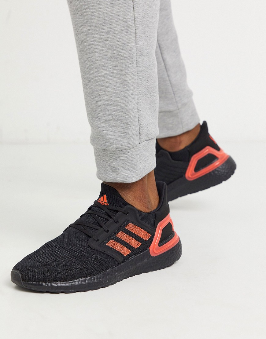 Adidas Performance - Adidas ultraboost 20 trainers in black with red detail