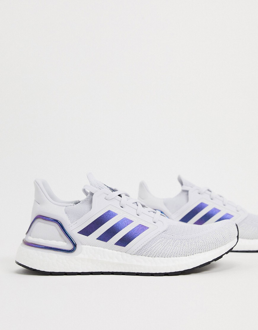 Adidas Ultraboost 20 trainers in grey boost blue violet & black