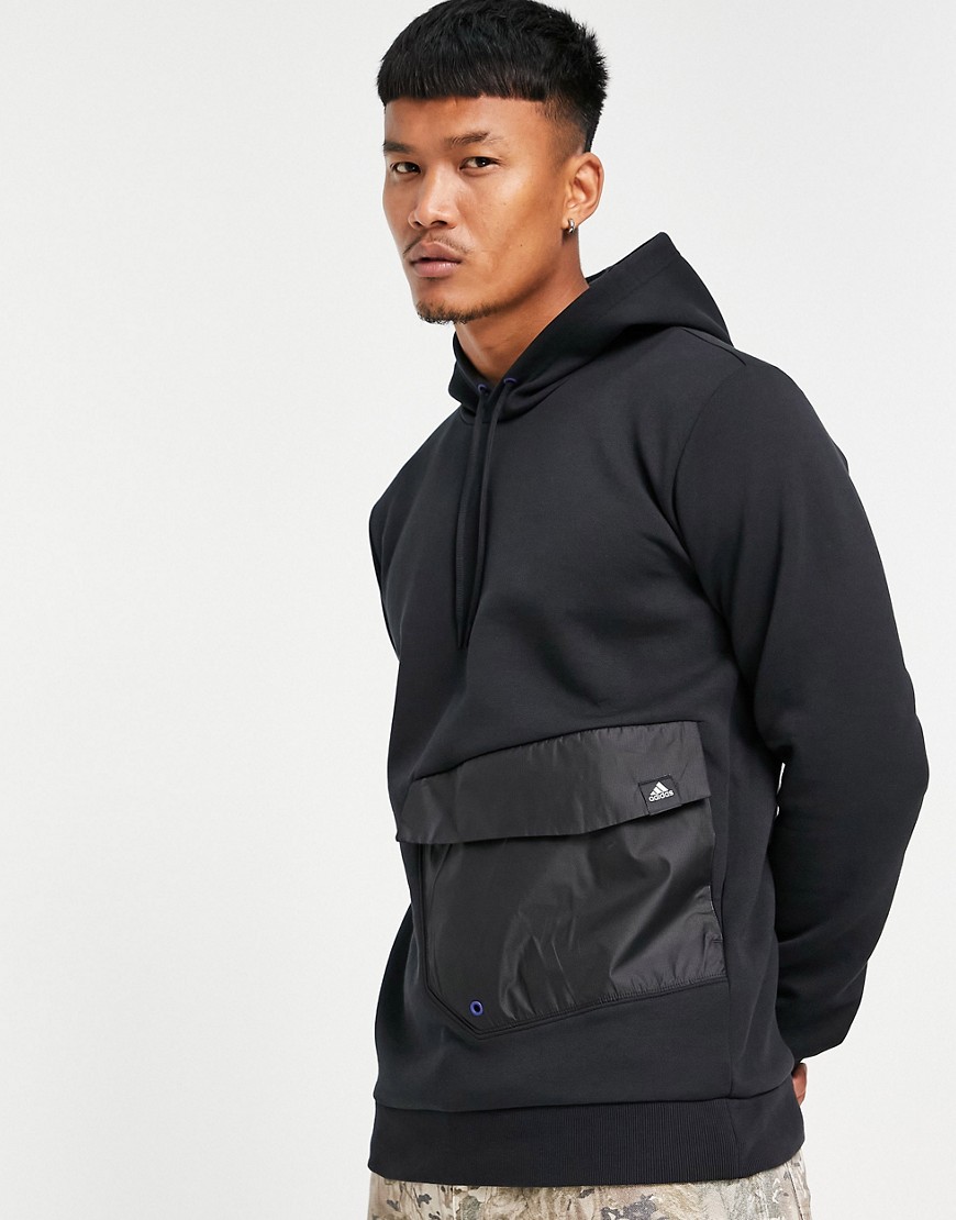 Adidas utility hoodie with front pocket in black
