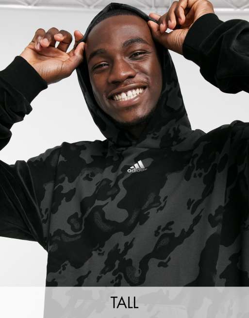 Adidas velvet printed hoodie in black