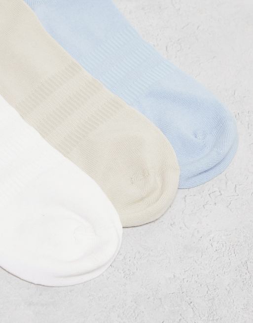 adidas – Vita, blå och beiga sportstrumpor, 3-pack, 2 av 4