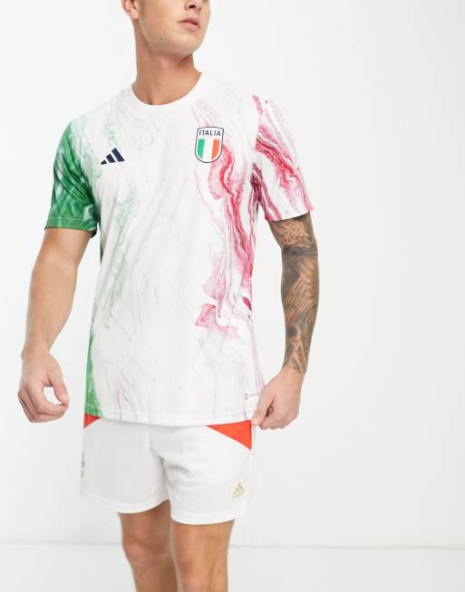 adidas - Voetbal - Italië - Pre-match T-shirt met print in wit, blauw en groen