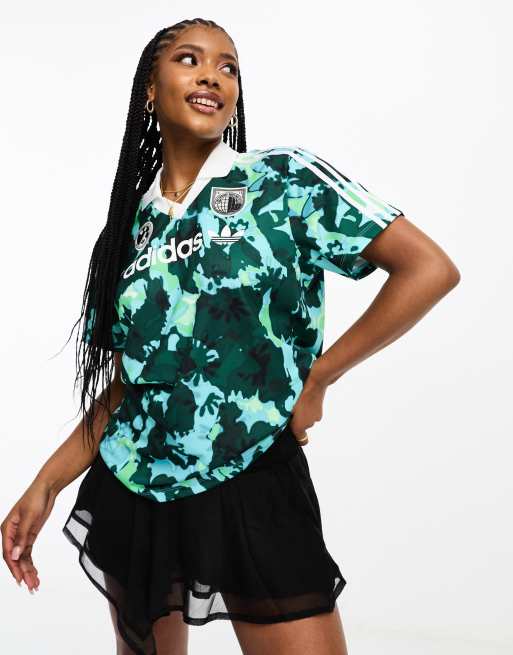 adidas - Voetbal - Jersey voetbalshirt met 3 strepen, korte mouwen en kraagje in groen
