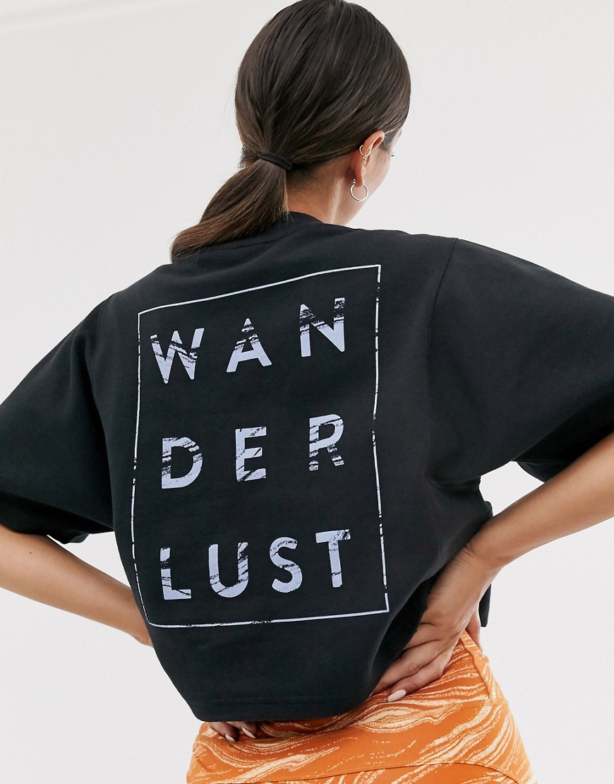 adidas - Wanderlust - T-shirt met logo op de rug-Zwart
