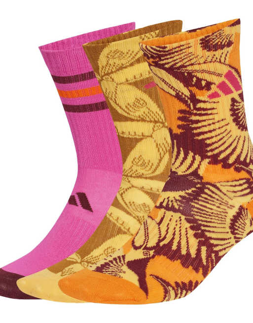 adidas x FARM Rio - Set van 3 paar sokken in fel oranje / semi spark / helder fuchsia