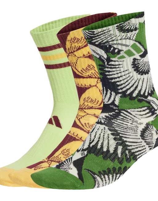 adidas x Farm – Zestaw 3 par skarpetek do łydki w odcieniach zieleni