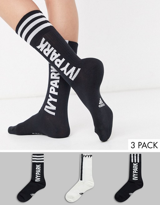 adidas x IVY PARK 3 pack socks in black white grey
