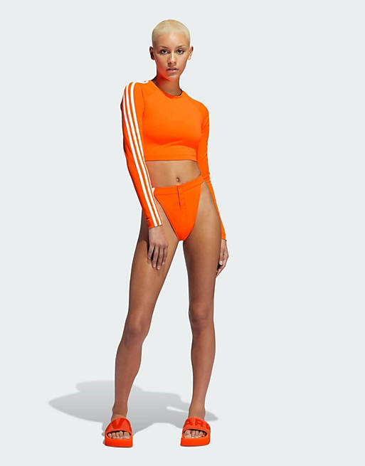 adidas x IVY PARK bikini bottoms with popper detail in orange