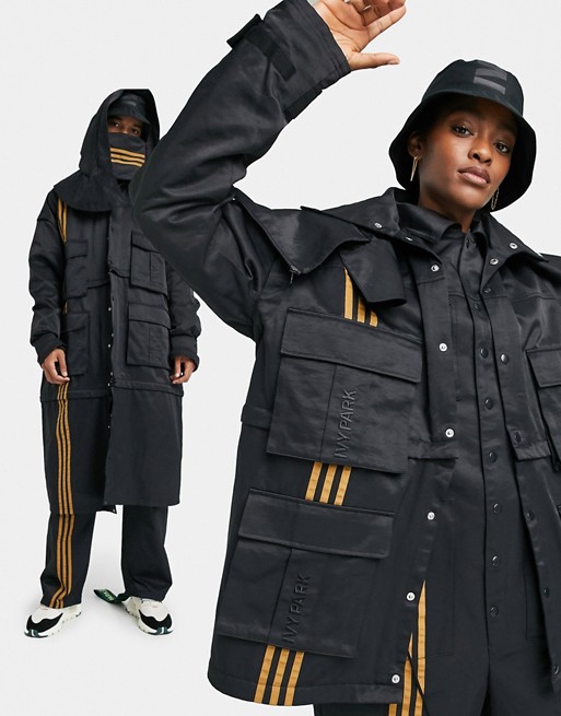 adidas x IVY PARK hooded longline coat in black