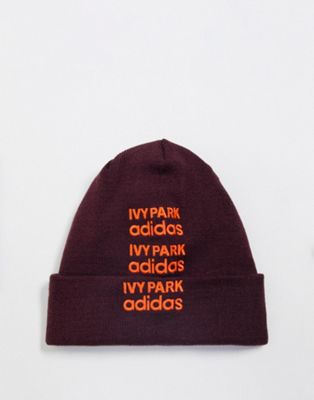 adidas x IVY PARK logo beanie in maroon 