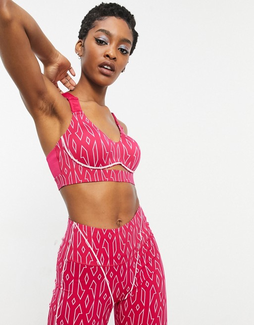 adidas x IVY PARK monogram cut out bralette in bold pink