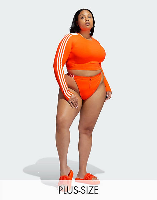 adidas x IVY PARK Plus bikini bottoms with popper detail in orange