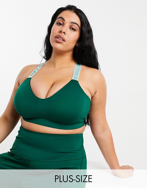 adidas x IVY PARK Plus cut out bralette top in dark green