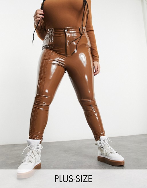 adidas x IVY PARK Plus latex trousers in wild brown
