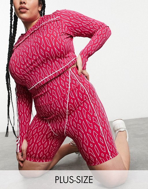adidas x IVY PARK Plus monogram legging shorts in bold pink