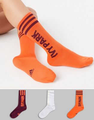 adidas x IVY PARK - Set van 3 paar sokken in oranje en bruin-Multi