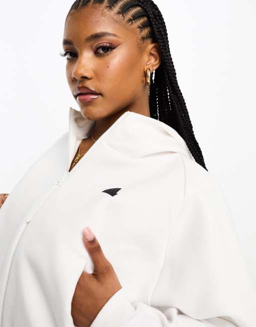 adidas X Jenna Ortega batwing zip up track top with logo in white