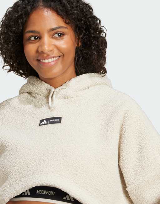 Adidas cropped hoodie beige online