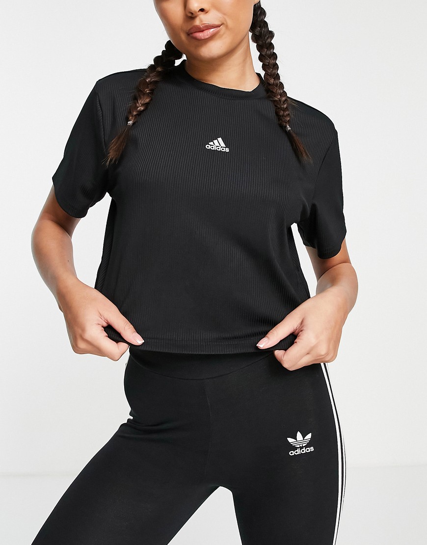 adidas Yoga Elements cropped t-shirt in black