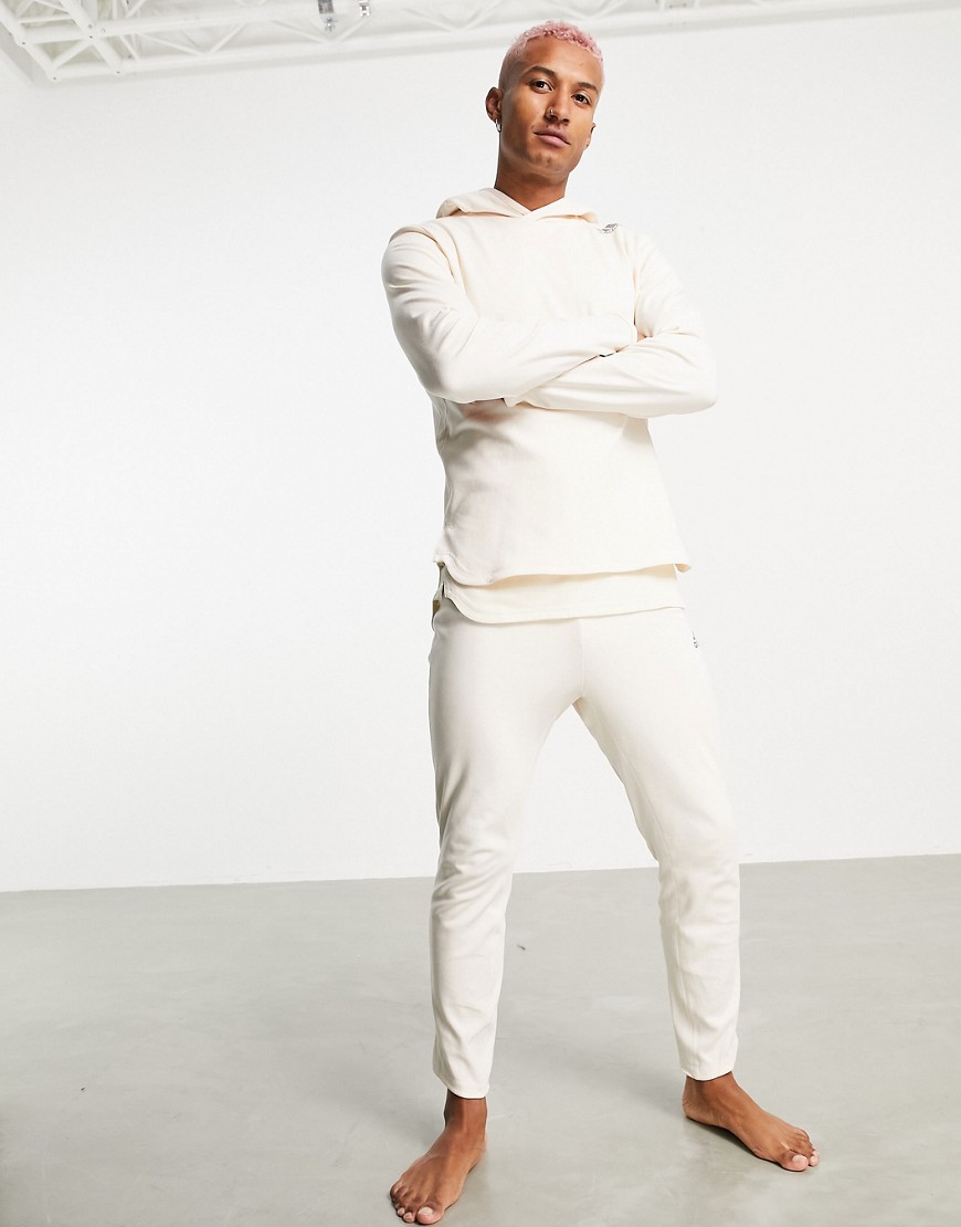 adidas Yoga hoodie with back tonal three stripe in beige-White