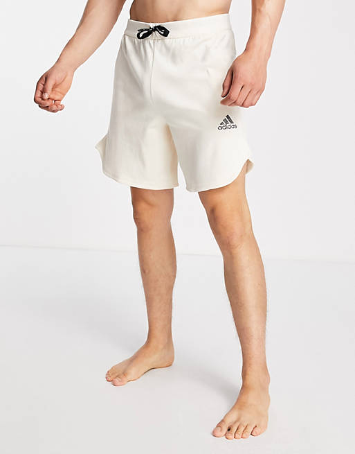 adidas Yoga shorts with tonal logo in beige