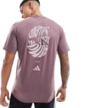 [adidas performance] adidas Yoga t-shirt with back print in fig-Brown XS BROWN