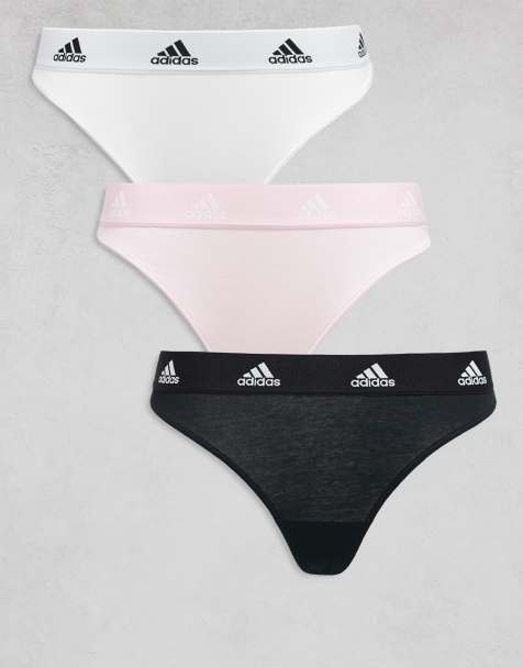 Adidas 3 pack active comfort cotton thongs in black, white and pink