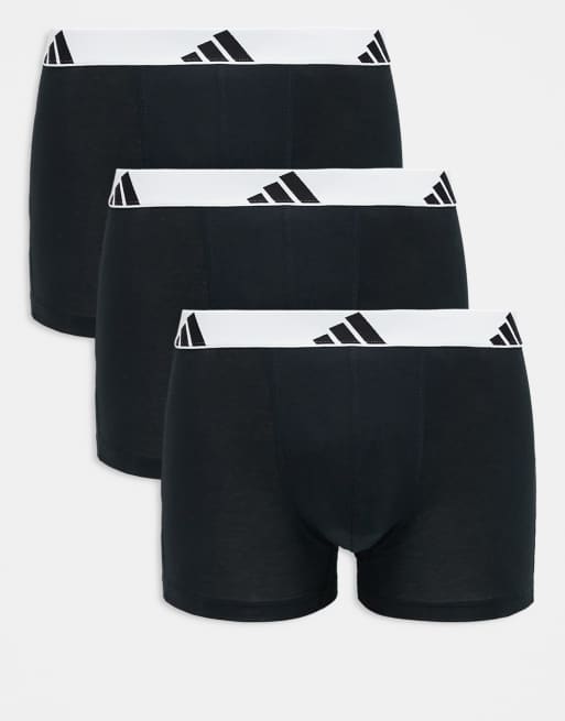 adidas – Zestaw 3 par czarnych bawełnianych bokserek z kontrastową talią