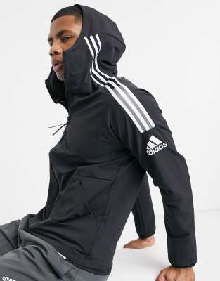 adidas zne 3 stripe zip thru hoodie