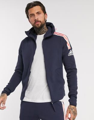 adidas 3 stripe zip through hoody