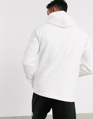 adidas zne 3 stripe zip thru hoodie in white