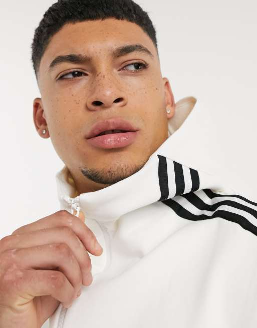 Adidas Zne 3 Stripe Zip Thru Hoodie In White Asos