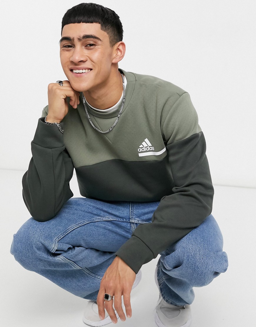 Adidas Z.N.E crew sweatshirt in khaki-Green