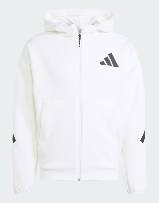 Adidas black and white zip up jacket clearance