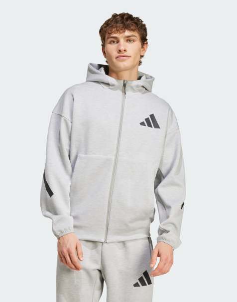 adidas – Z.N.E. – Premium – Grå träningsjacka med huva och dragkedja - view 1