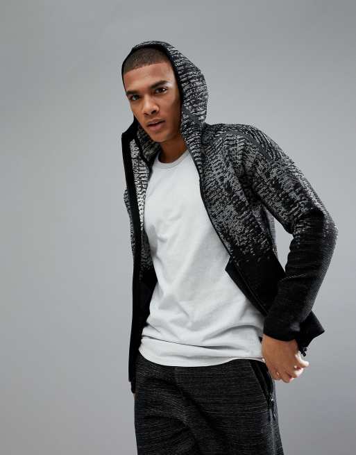 adidas ZNE Pulse Knit Hoodie In Black Marl BS4877